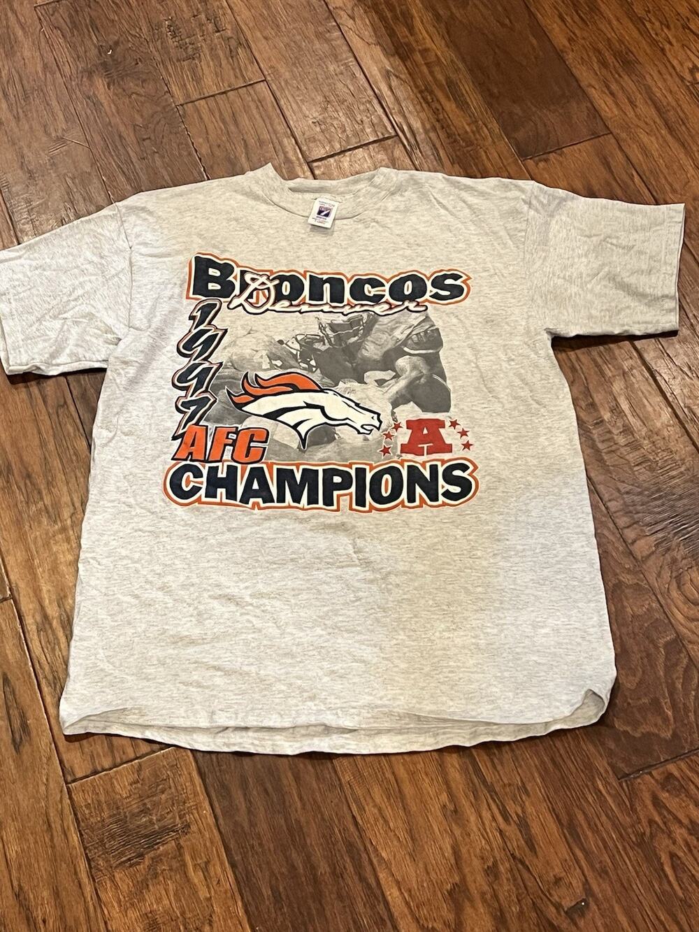 VTG Denver Broncos AFC Champs Shirt Size Large 1997 Y2K NFL Football